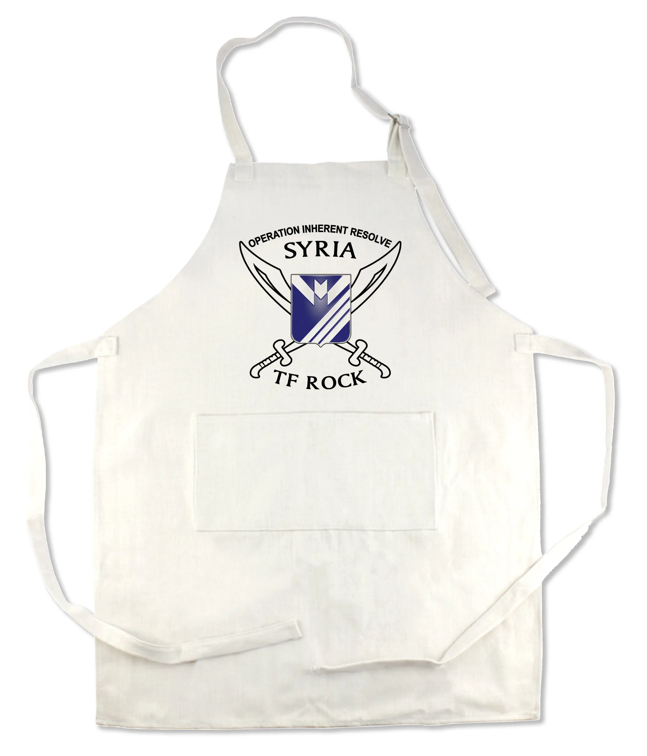 Apron 33" x 25" with large front pocket.