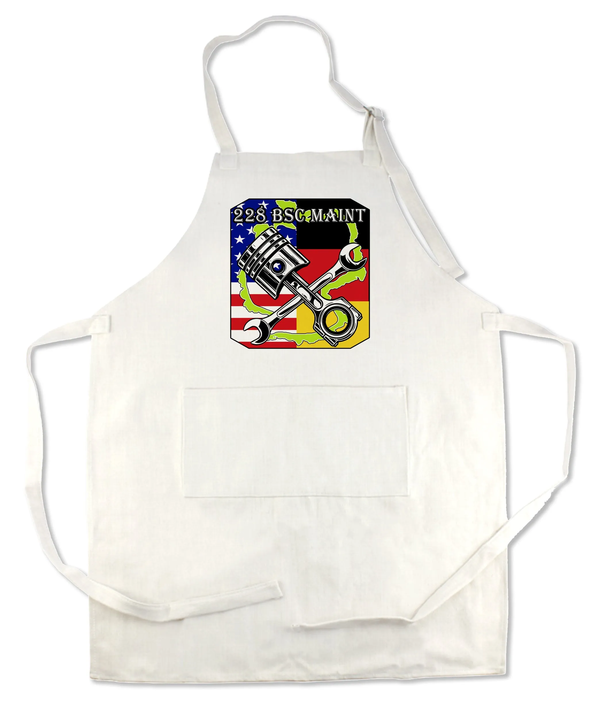 Apron 33" x 25" with large front pocket.