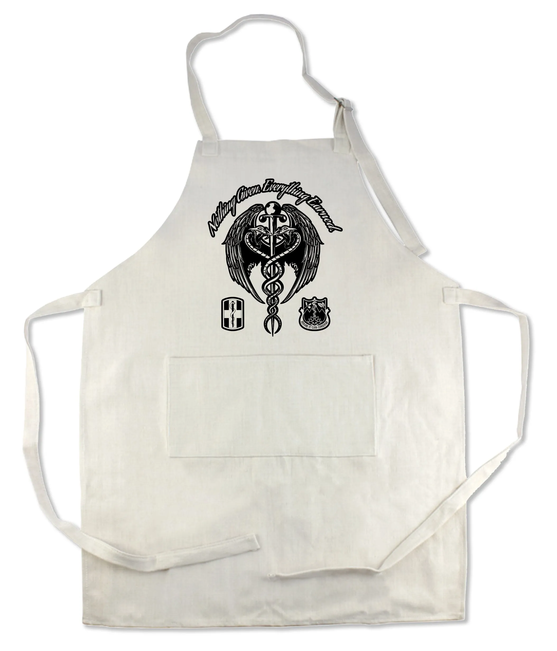 Apron 33" x 25" with large front pocket.