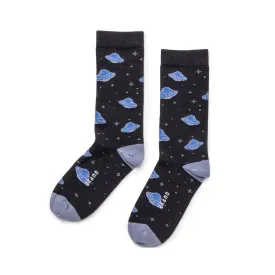 Beam Me Up - Organic Cotton Crew Socks - Black