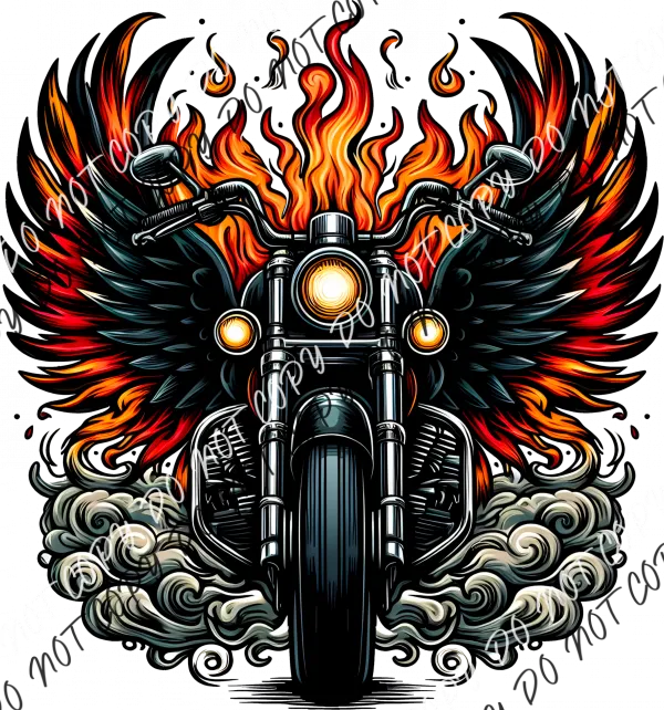 Bike with Flames DTF Transfer