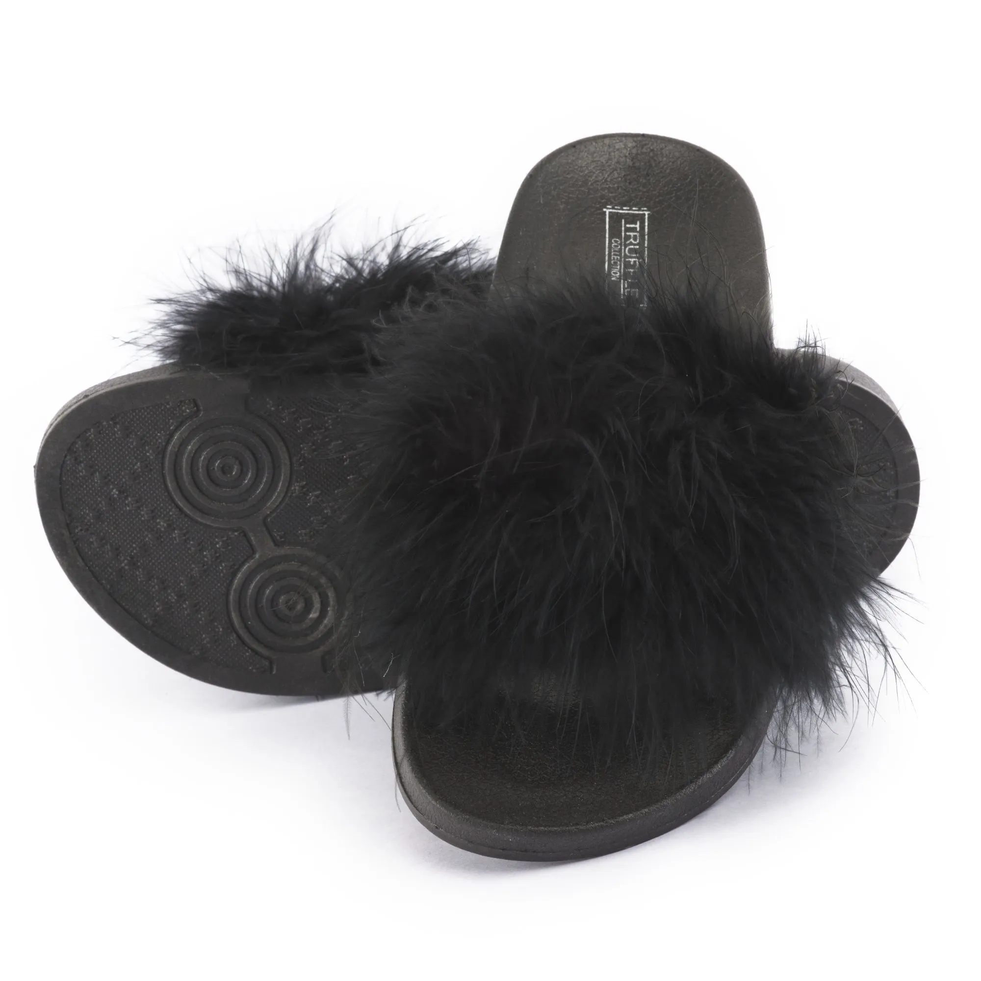 Black Feather Flat Sliders