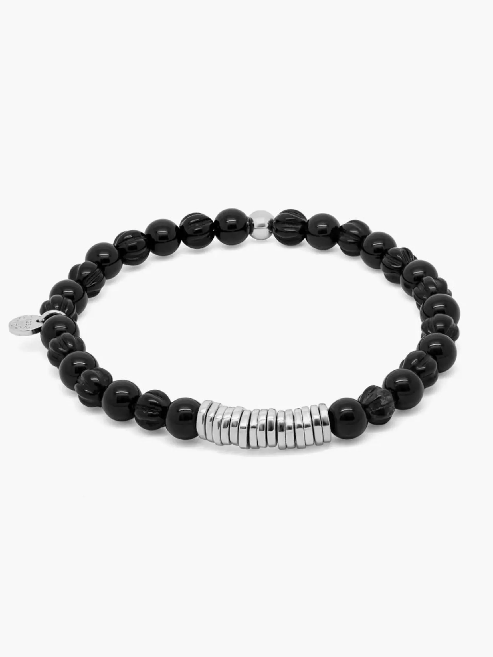 Classic Discs Bracelet | Black Agate