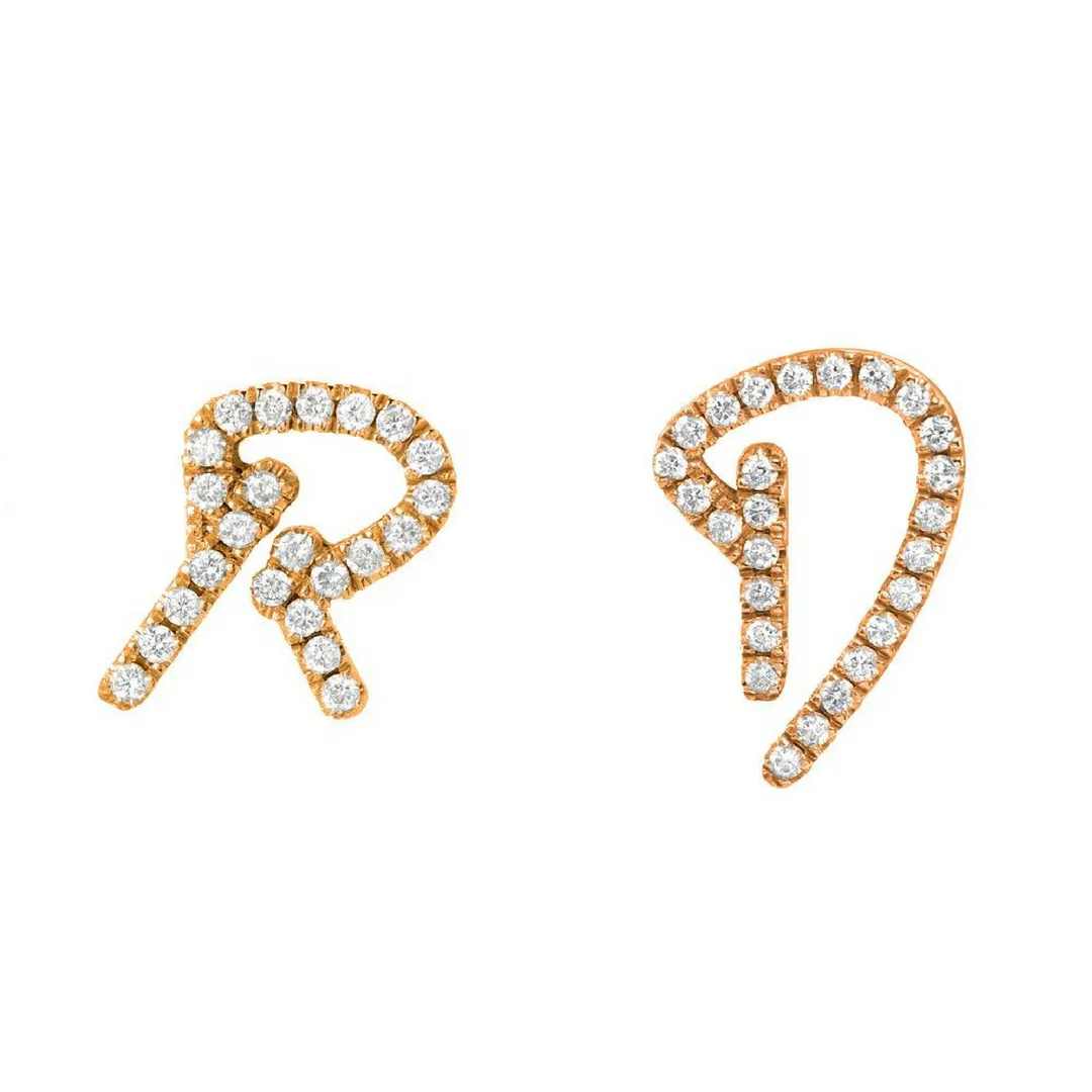 Custom Signature Initial Earring With Diamonds