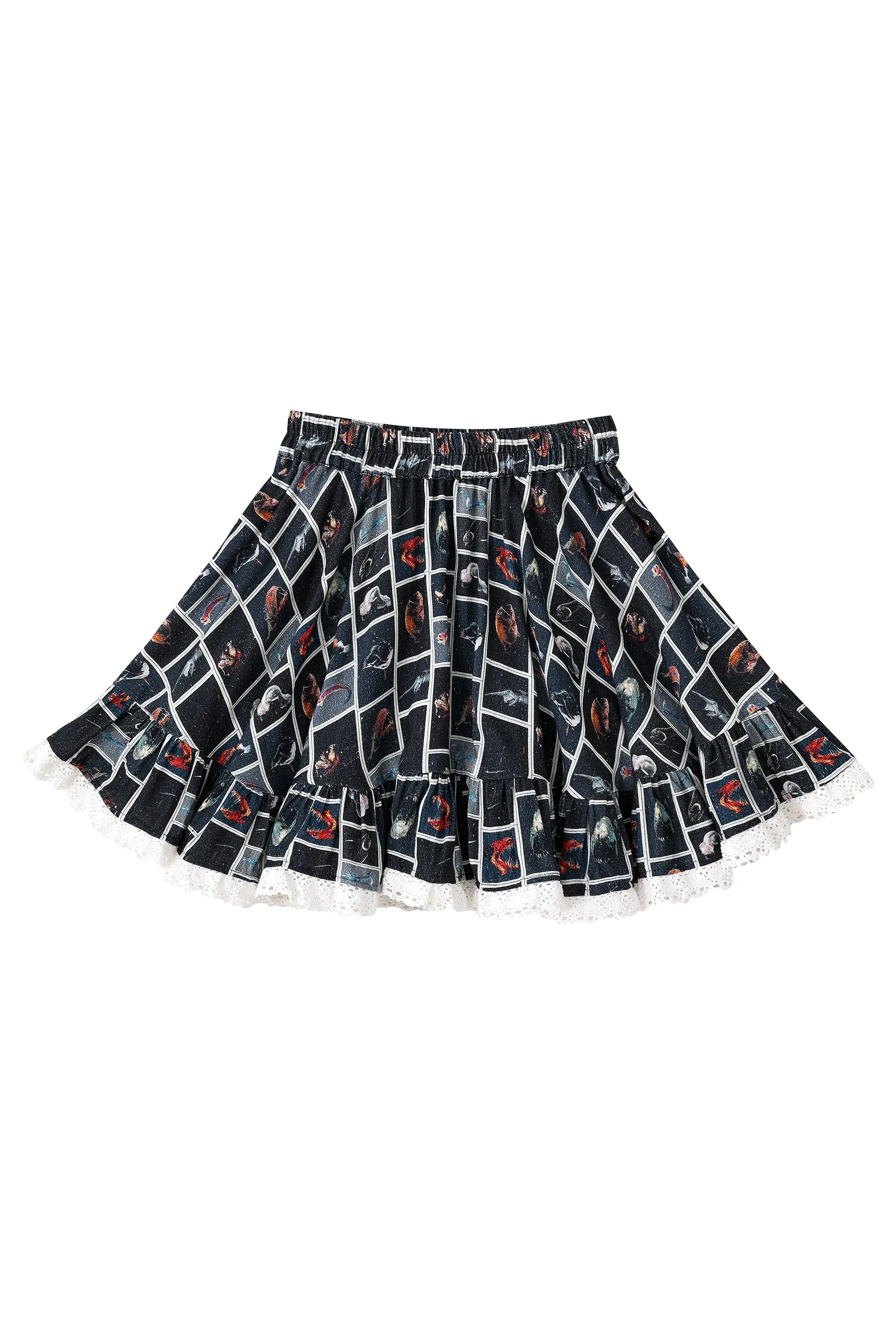 Cute Fish Linen Petticoat Mini Skirt