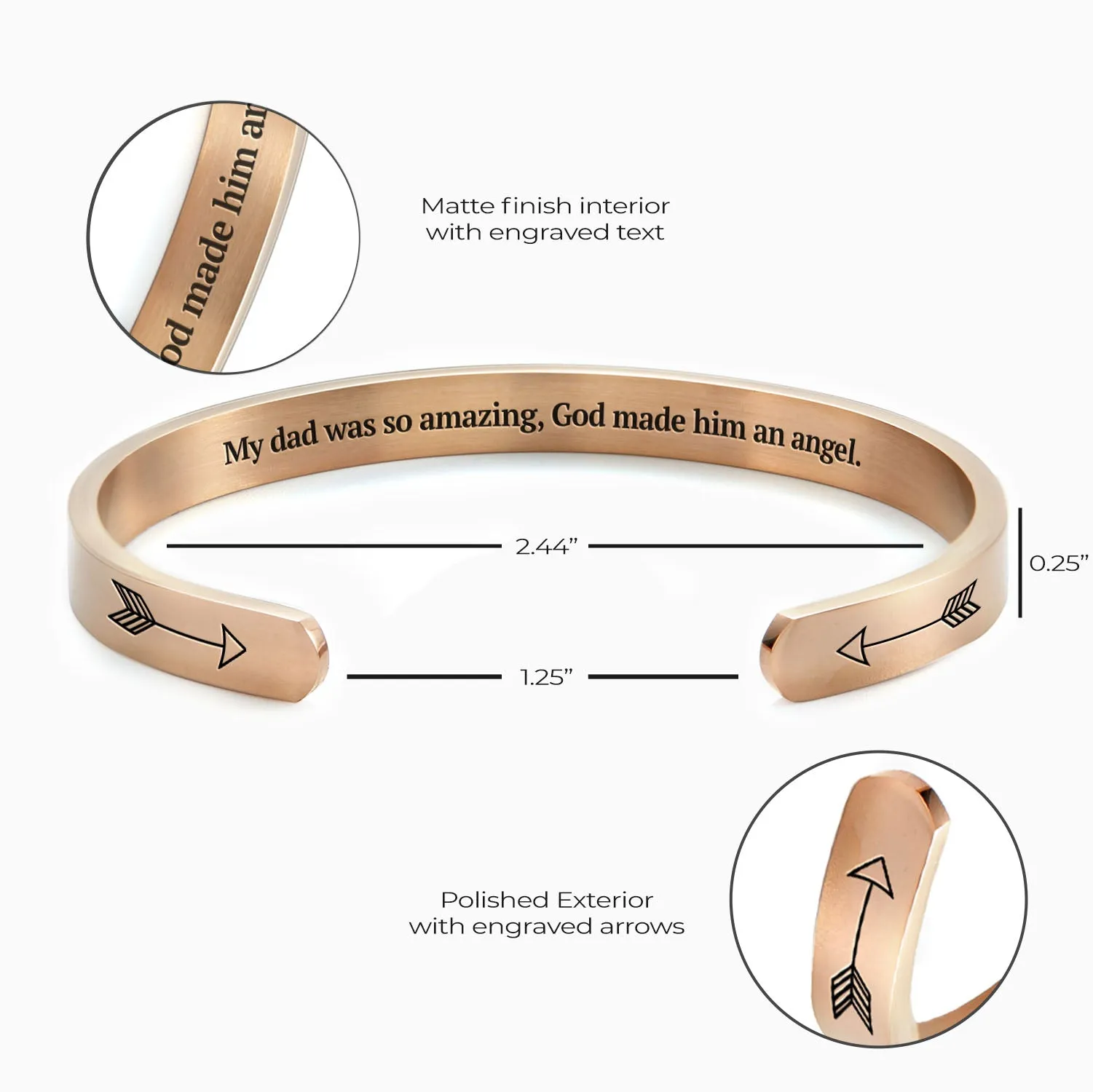 Dad So Amazing, God Made Him An Angel Personalizable Cuff Bracelet