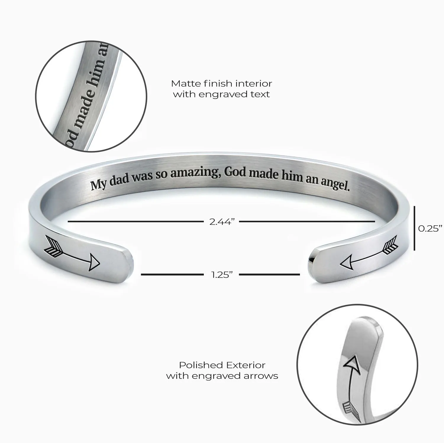 Dad So Amazing, God Made Him An Angel Personalizable Cuff Bracelet