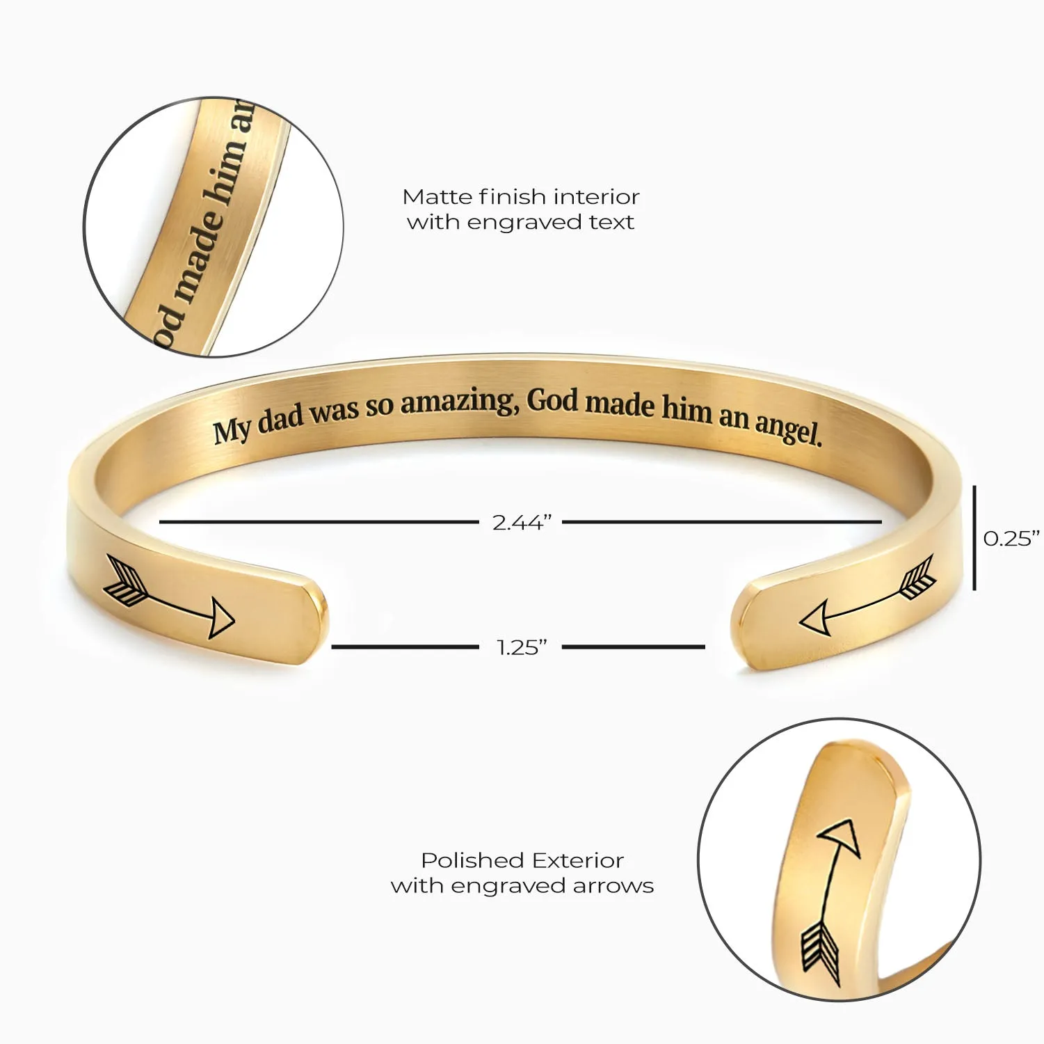 Dad So Amazing, God Made Him An Angel Personalizable Cuff Bracelet