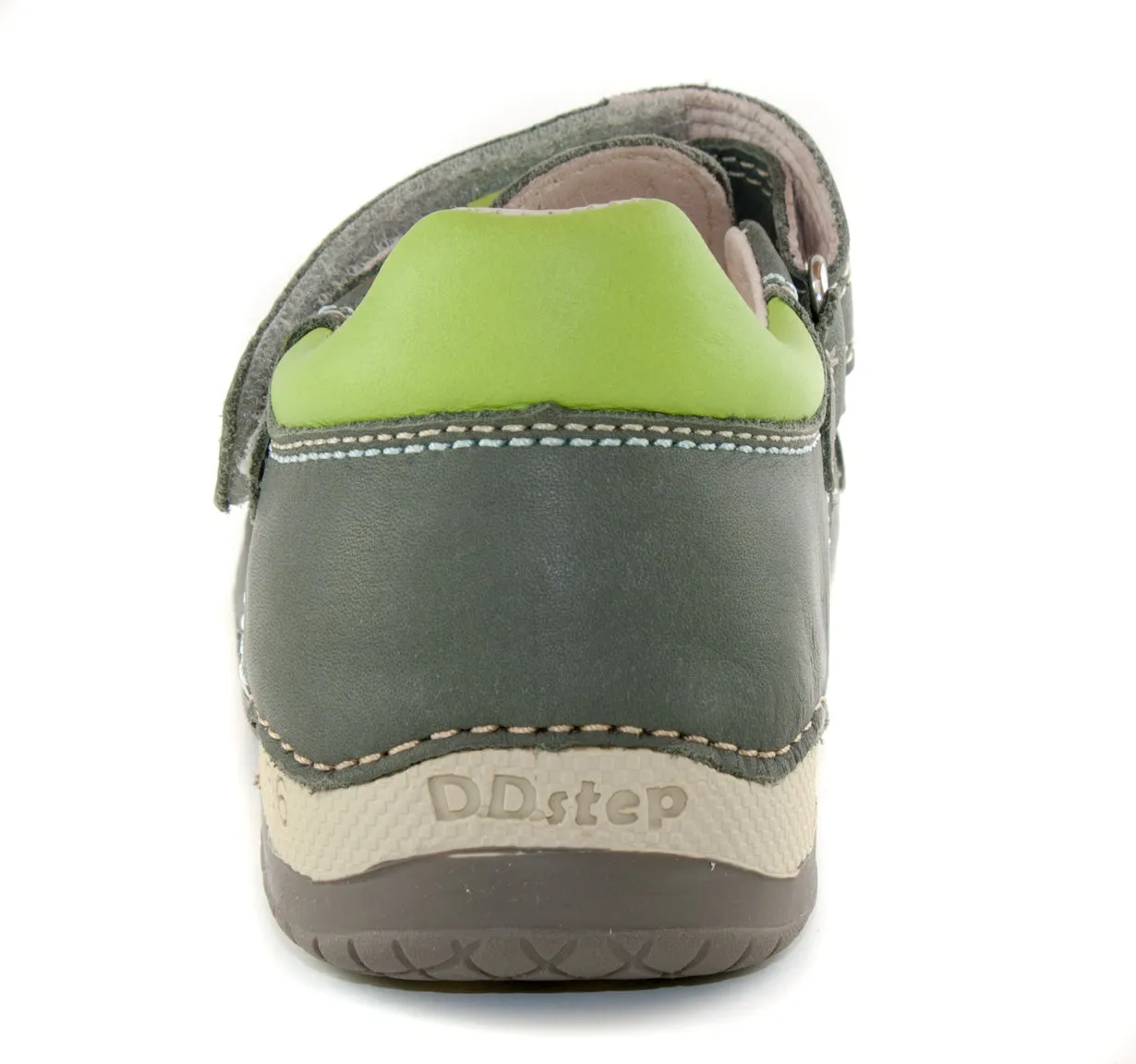 D.D. Step toddler double strap boy sandals/open shoes khaki with neon green details size US 4-8