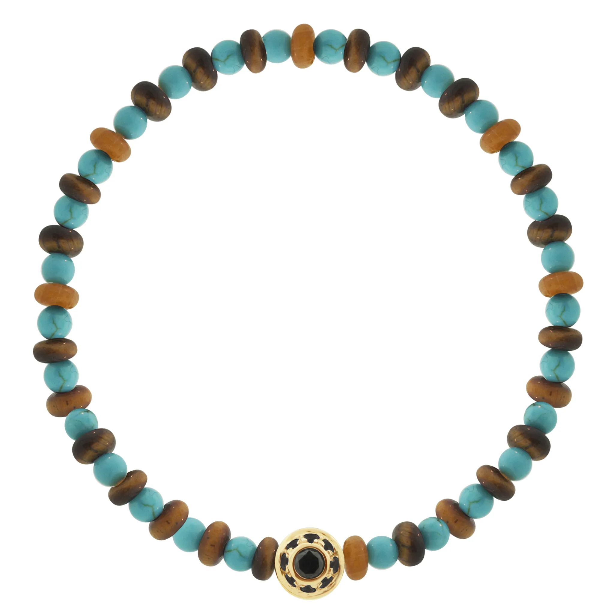 Dual-Sided Collar with Labradorite Cabochon & Black Diamonds on Beaded Bracelet