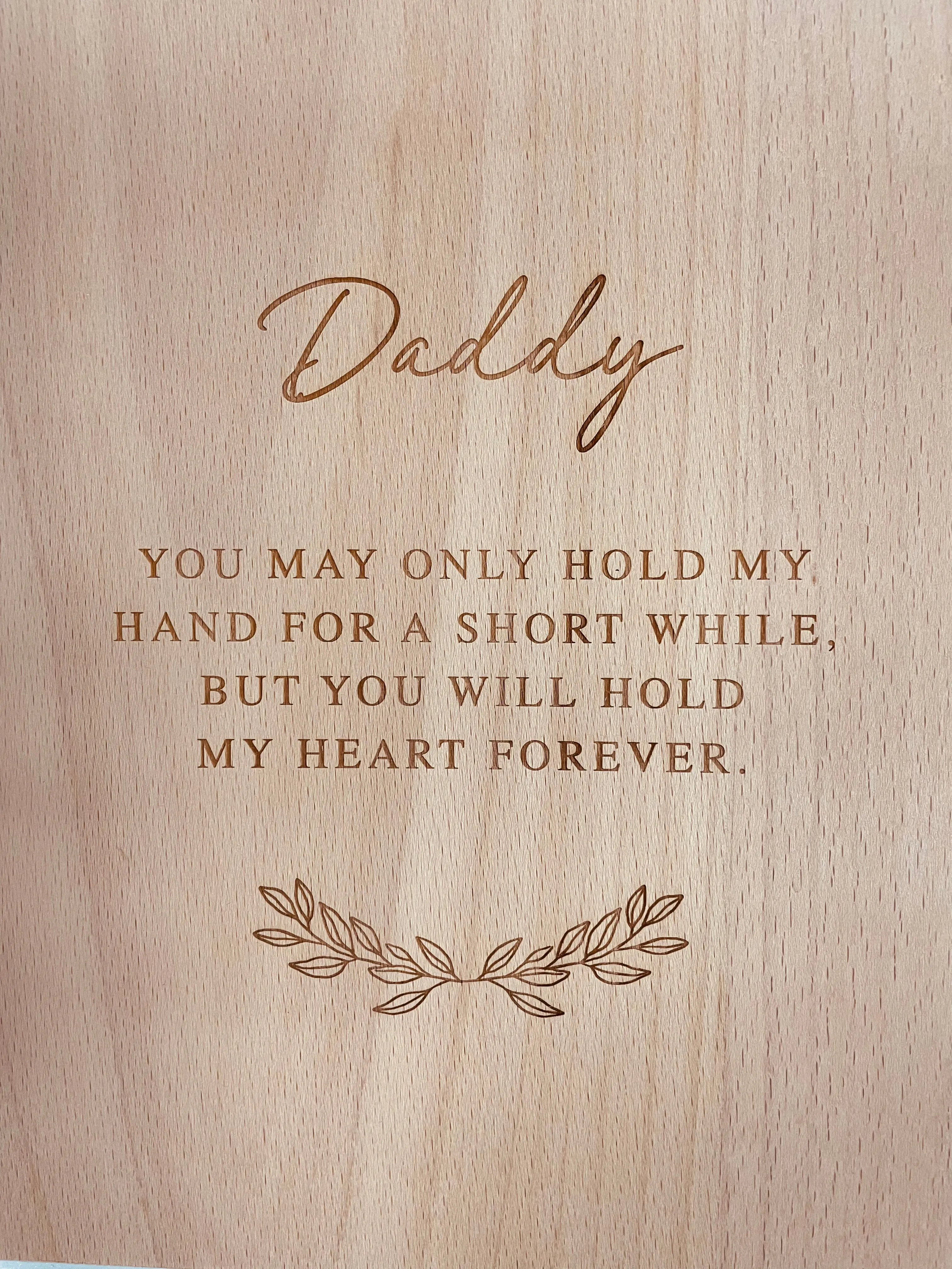 Father's Day 'Hand and Heart' Quote Wooden Photo Frame