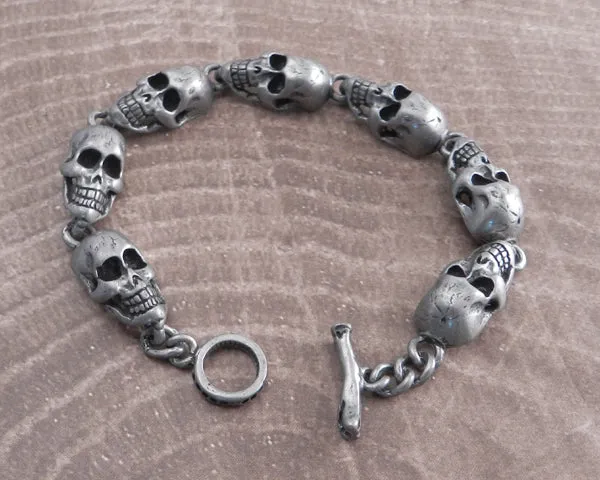 Flat Skull large Pewter Bracelet