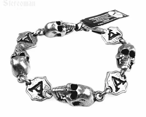 Flat Skull large Pewter Bracelet