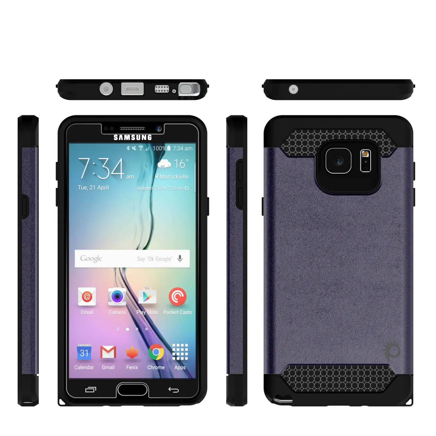 Galaxy Note 5 Case PunkCase Galactic Charcoal Series Slim Armor Soft Cover Case w/ Tempered Glass