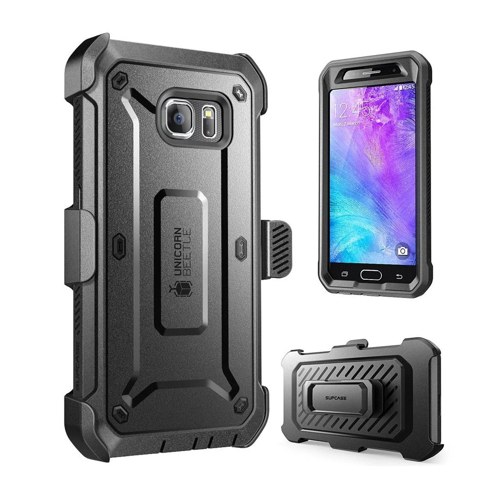 Galaxy S6 Unicorn Beetle Pro Full Body Rugged Holster Case with Screen Protector-Black