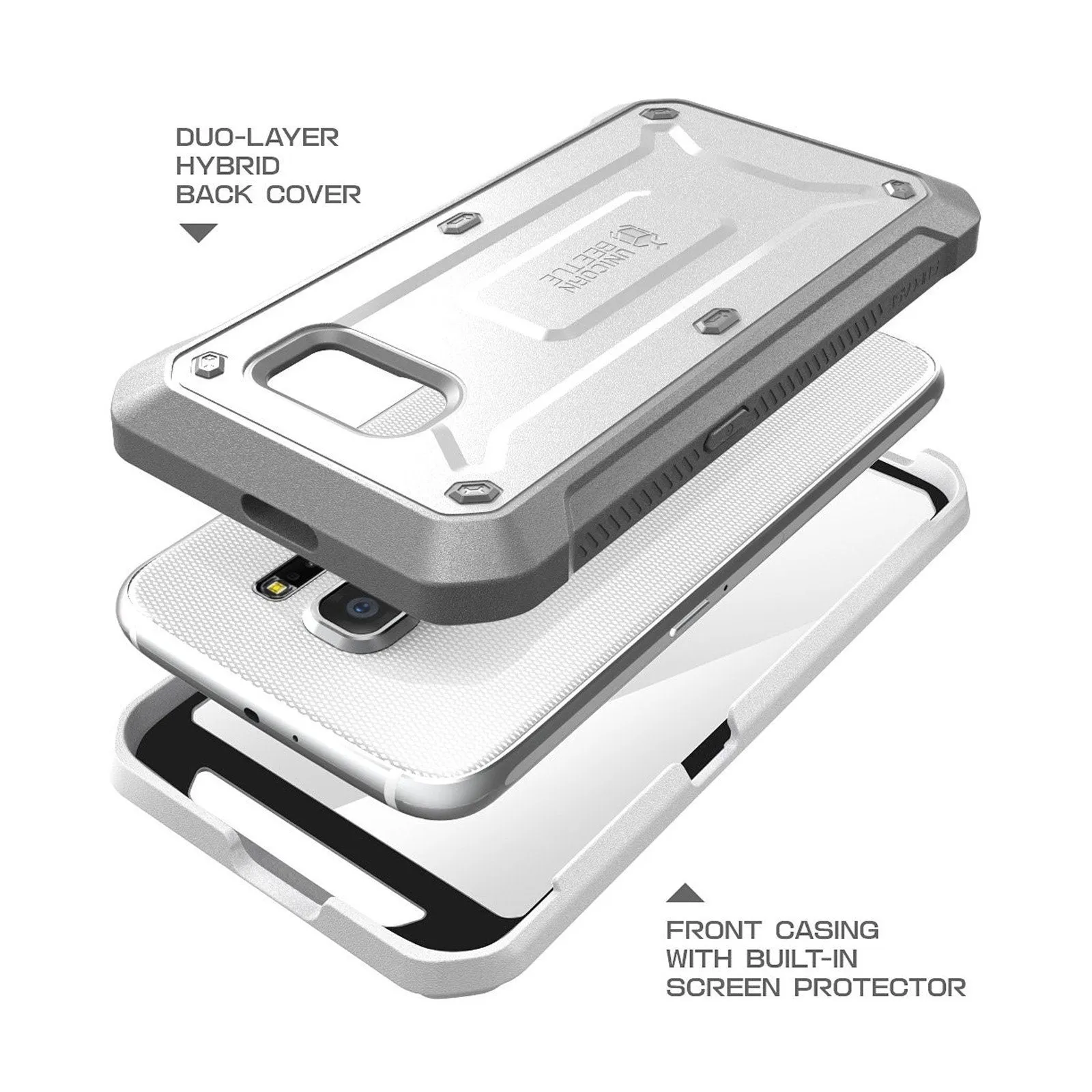 Galaxy S6 Unicorn Beetle Pro Full Body Rugged Holster Case with Screen Protector(open box)-White