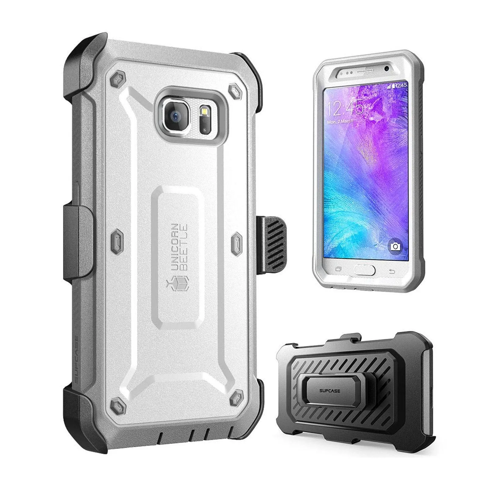 Galaxy S6 Unicorn Beetle Pro Full Body Rugged Holster Case with Screen Protector(open box)-White