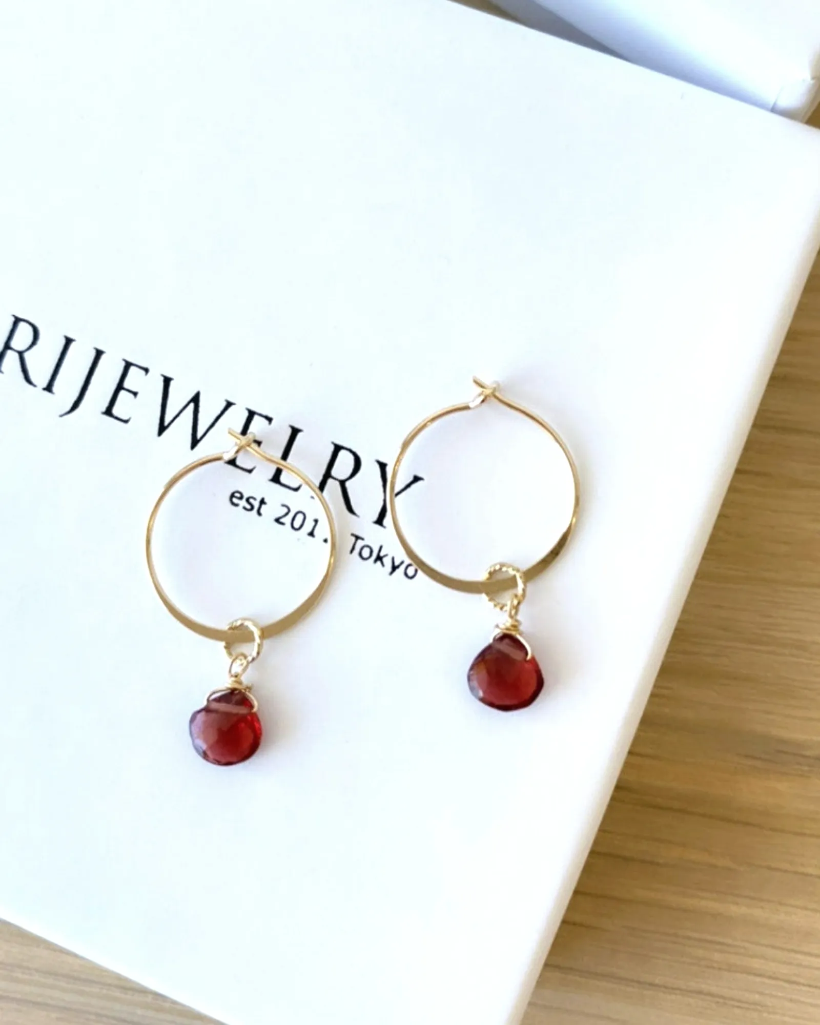 Garnet flat Hoop Earrings