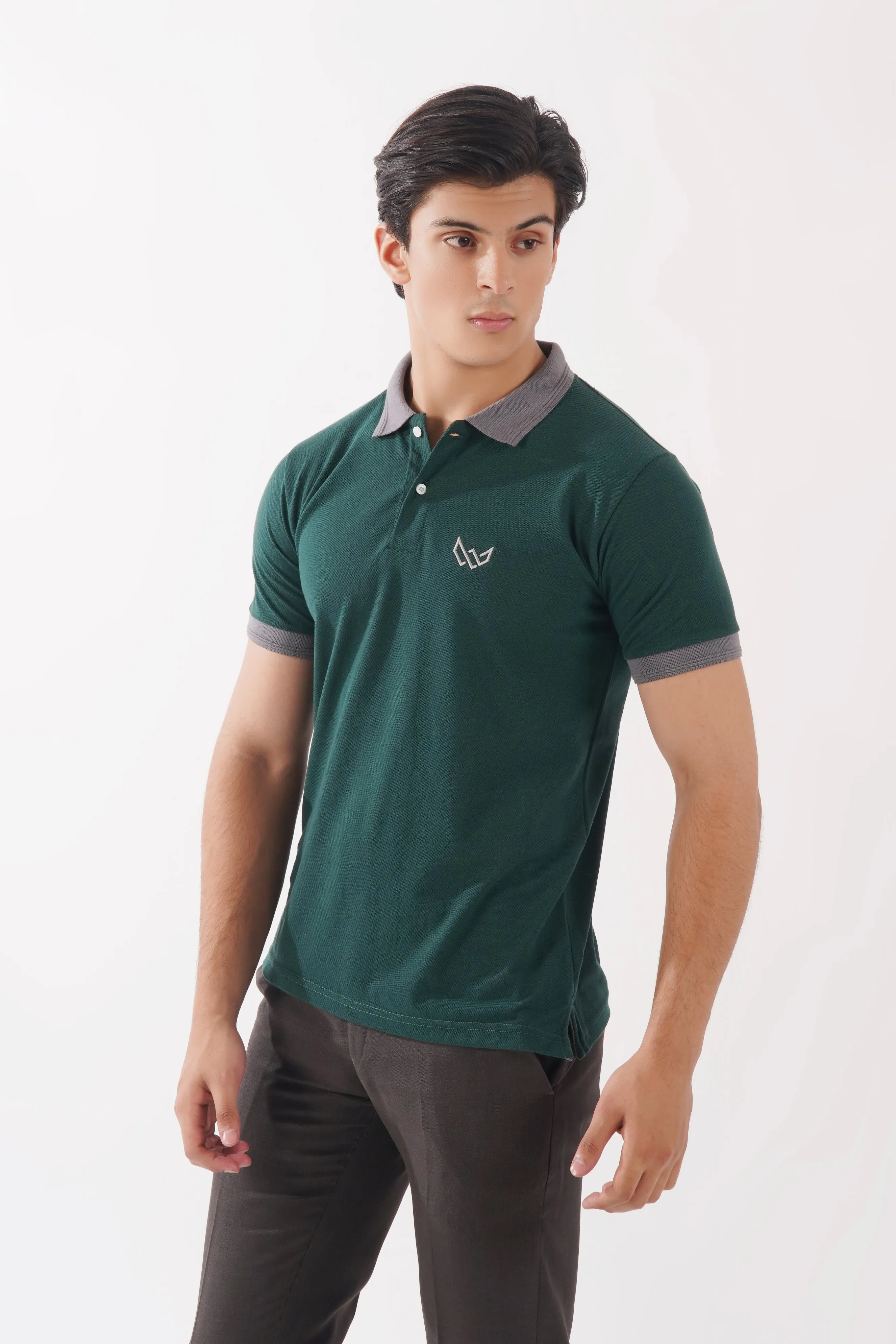 Green & Grey Accent Polo