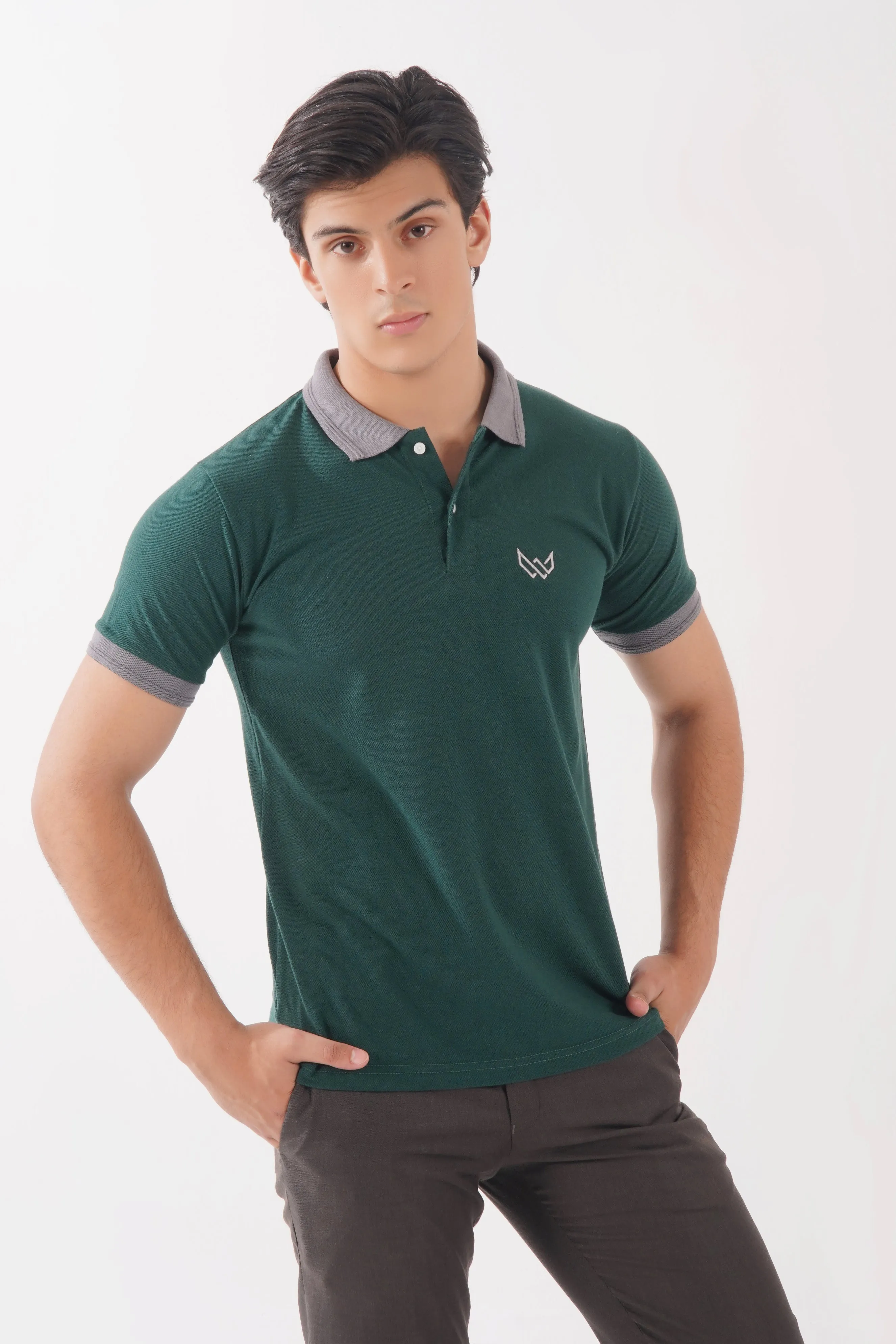 Green & Grey Accent Polo