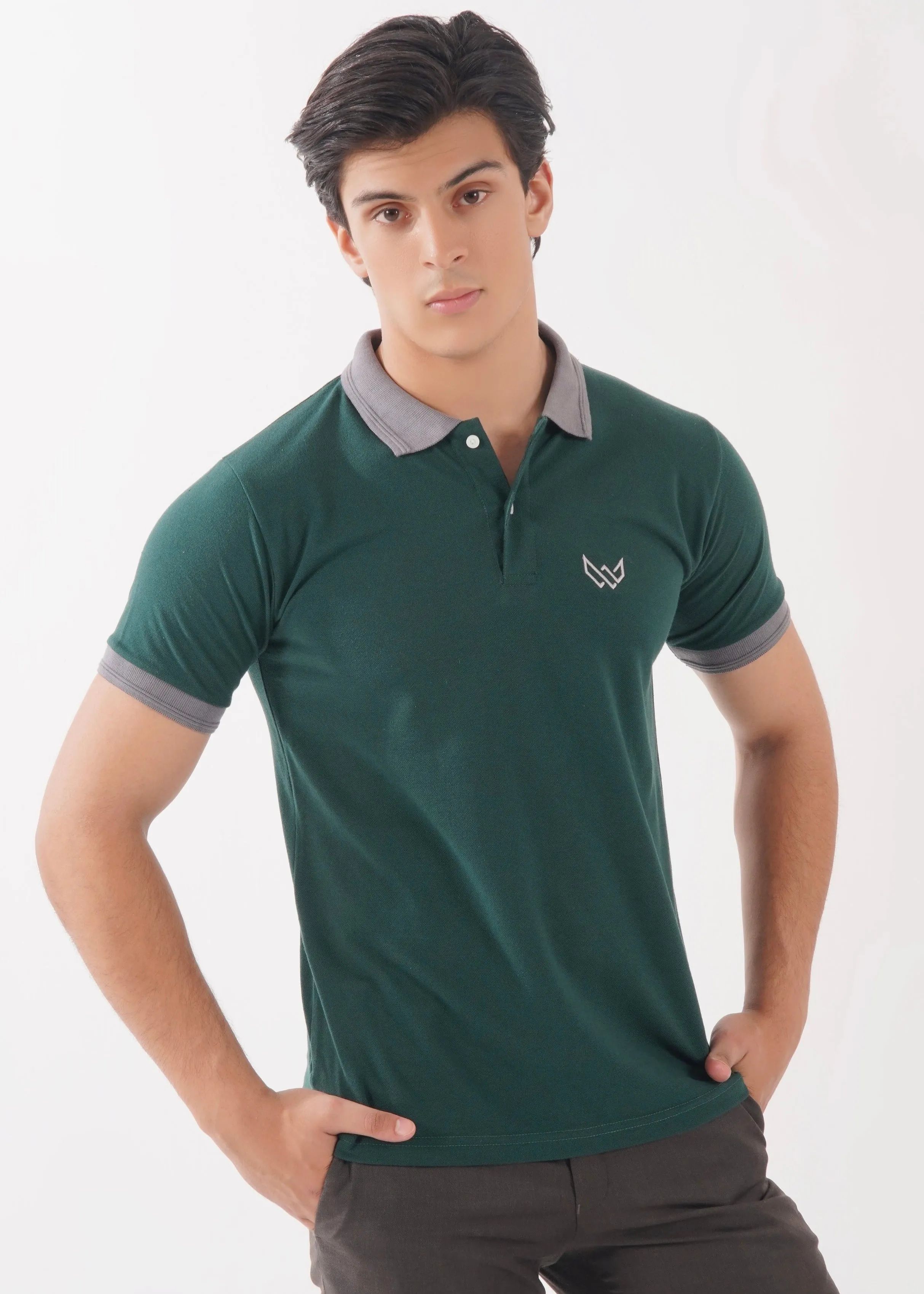 Green & Grey Accent Polo