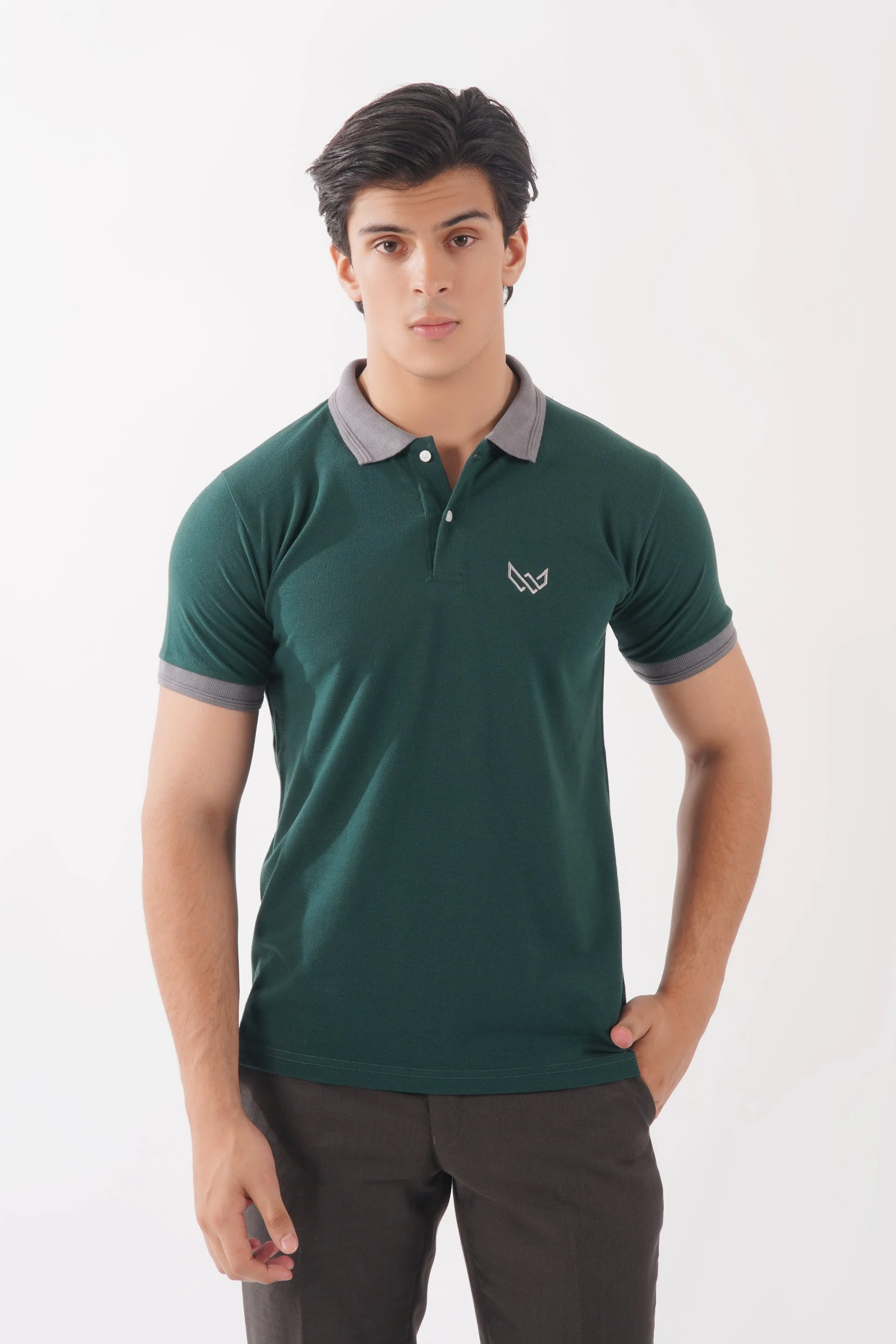 Green & Grey Accent Polo