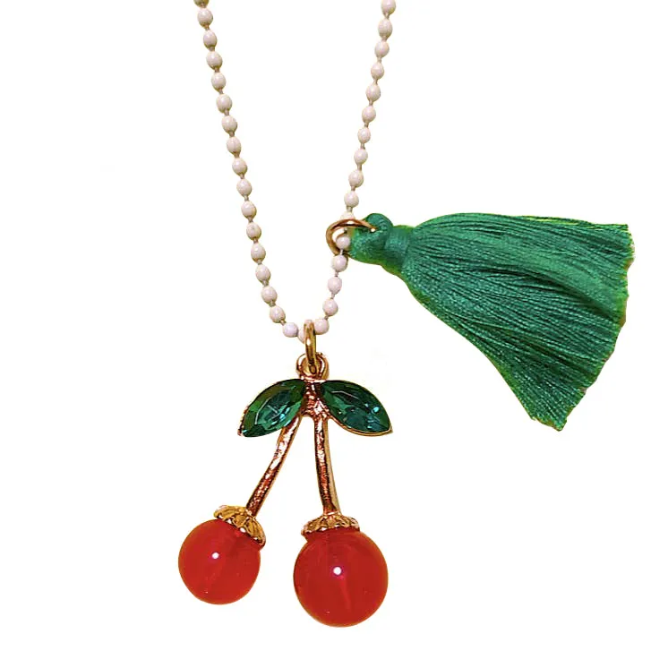 Gunner & Lux Rhinestone Cherries Necklace