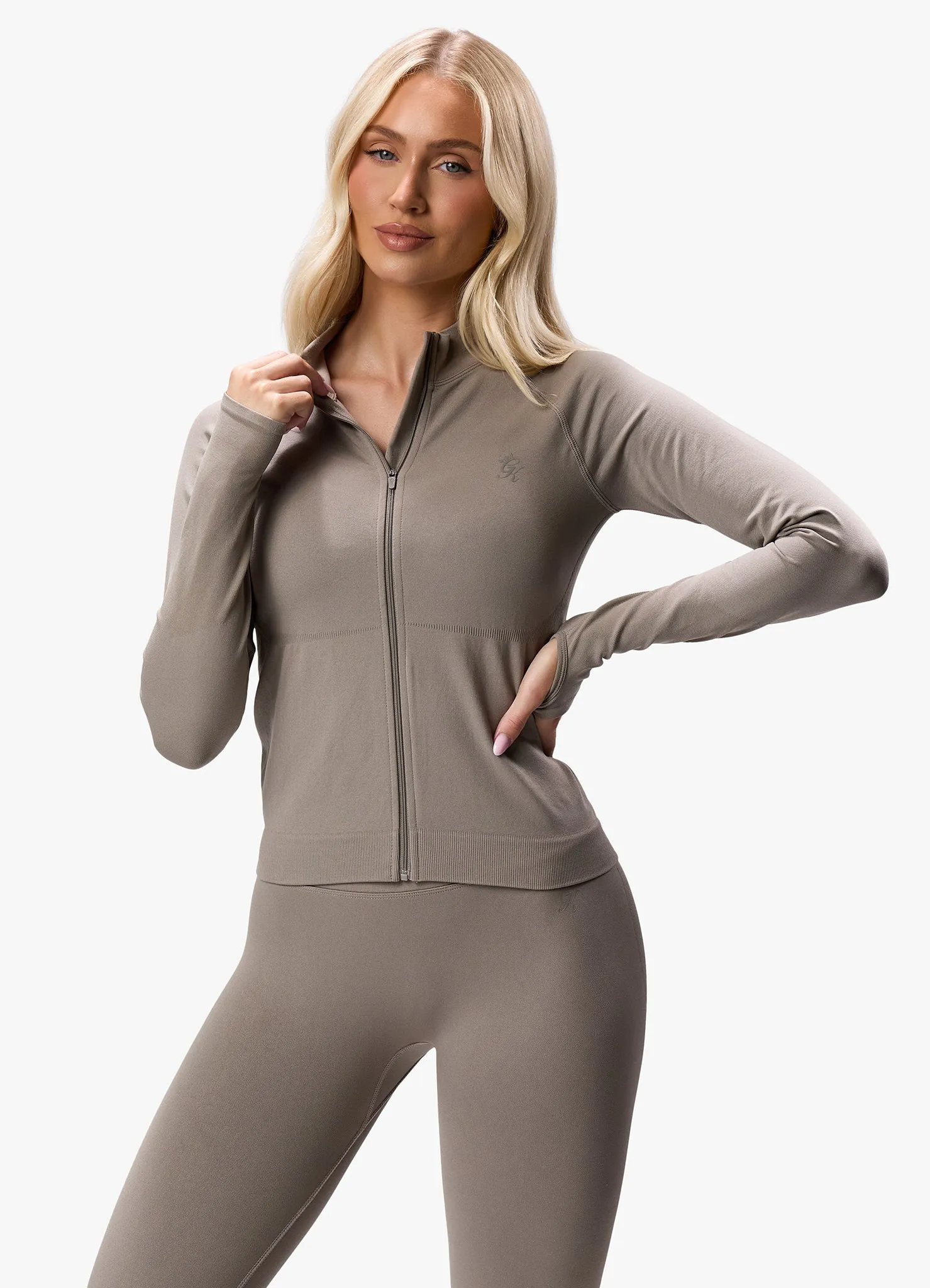 Gym King Sculpt Seamless Full Zip - Truffle