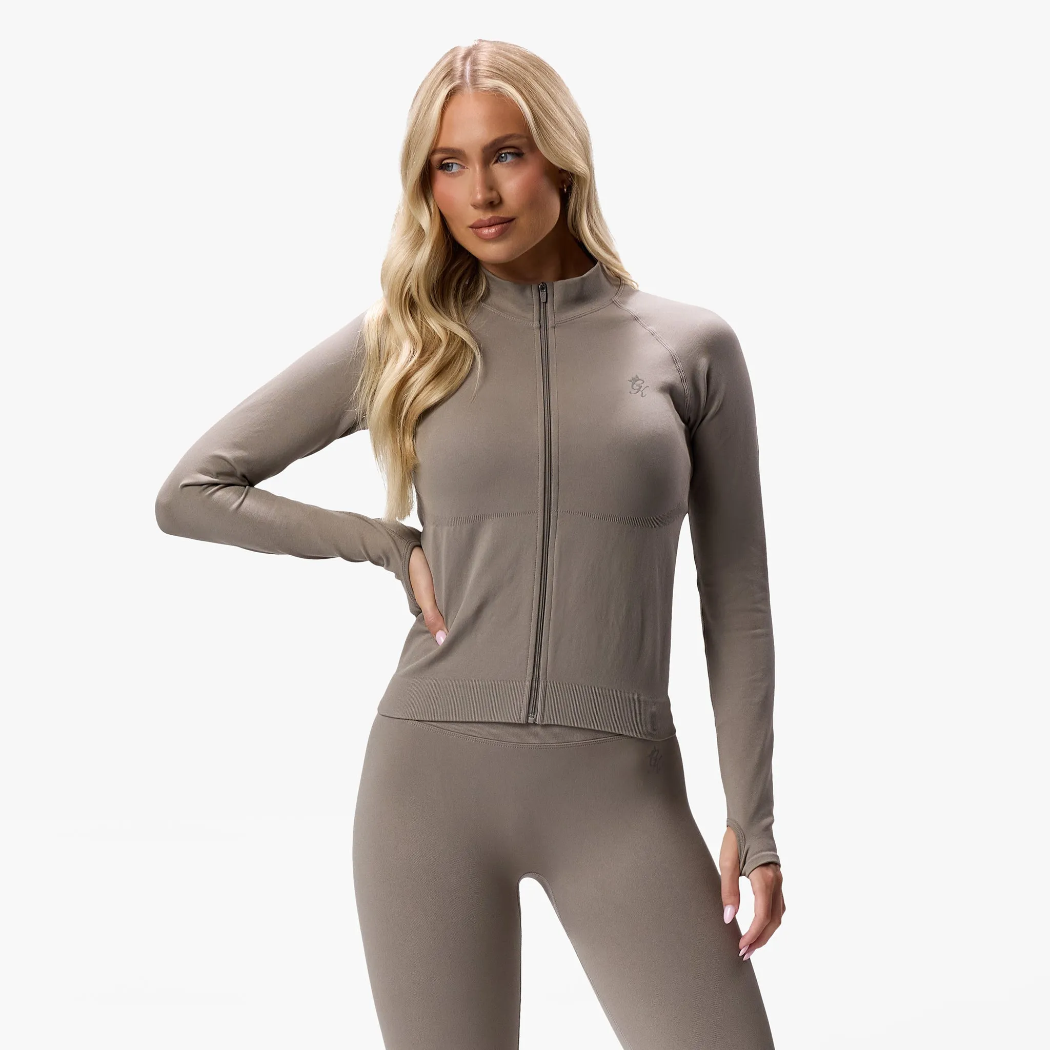 Gym King Sculpt Seamless Full Zip - Truffle