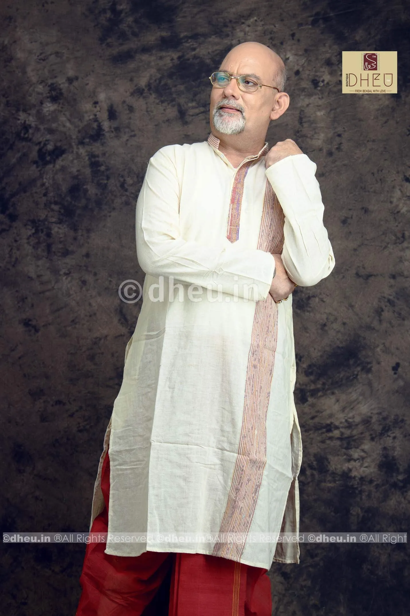 Hello Papa-White Cotton Kurta Dhoti