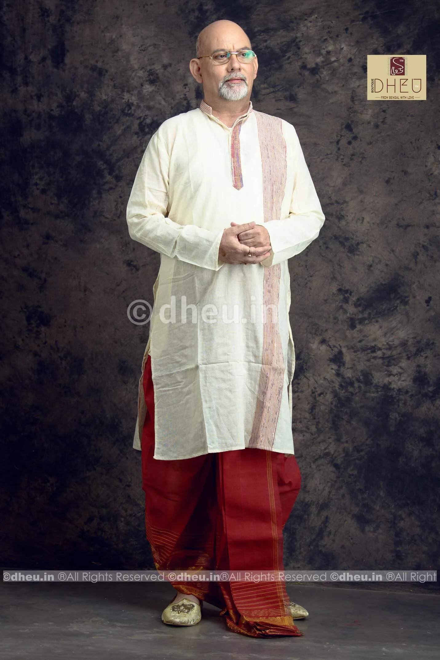 Hello Papa-White Cotton Kurta Dhoti