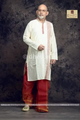 Hello Papa-White Cotton Kurta Dhoti