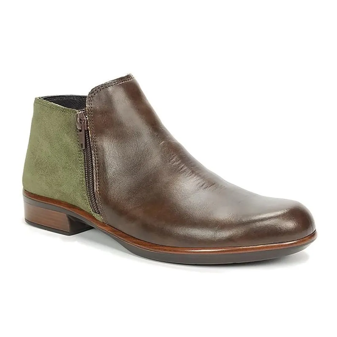 Helm Bootie (26030) - Soft Green Leather/Oily Olive Suede