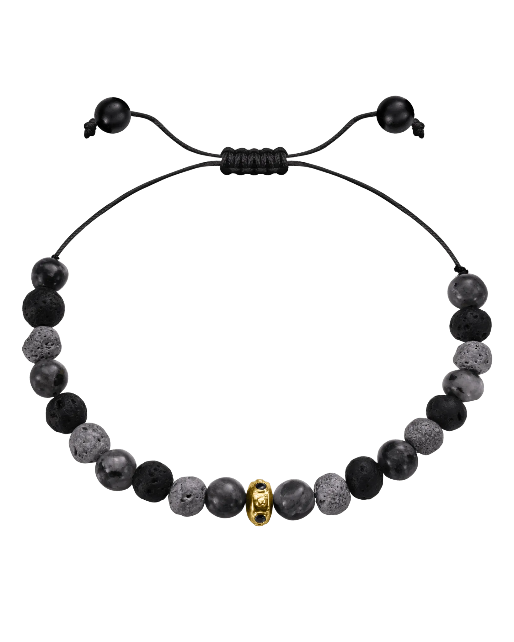 Men's Grey Lava Bead Bracelet - 14K Rose Gold