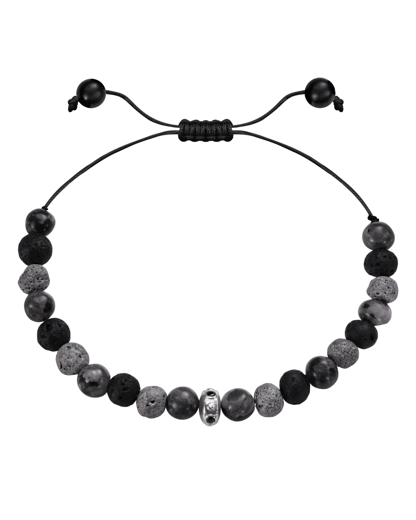 Men's Grey Lava Bead Bracelet - 14K Rose Gold