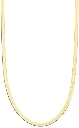 Miabella 18K Gold over Sterling Silver Italian Solid 3.5Mm Flexible Flat Herringbone Chain Necklace for Women Men 16, 18, 20, 22, 24, 26, 30 Inch Made in Italy