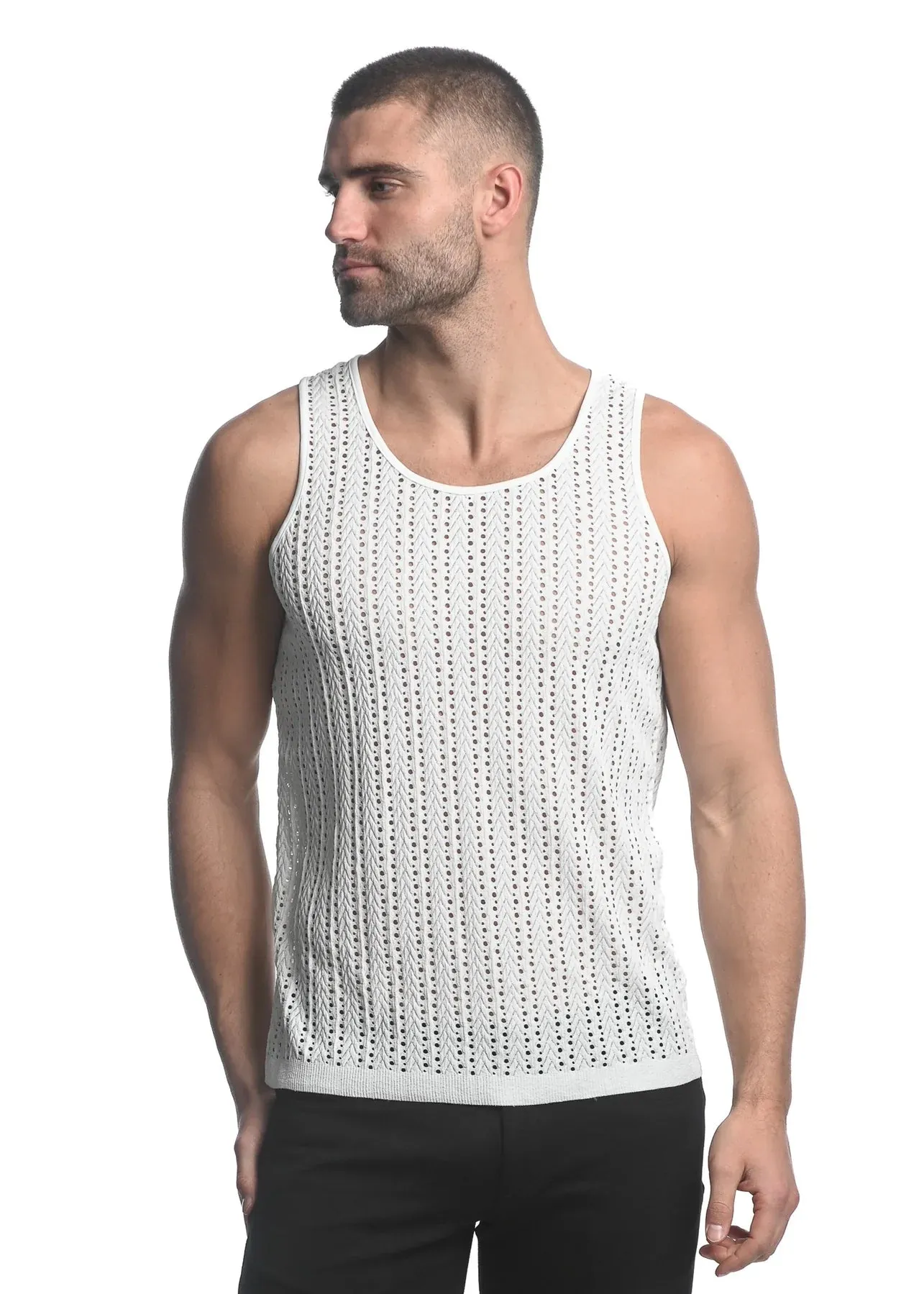 MICRO ARROWS STRETCH GOSSAMER KNIT TANK