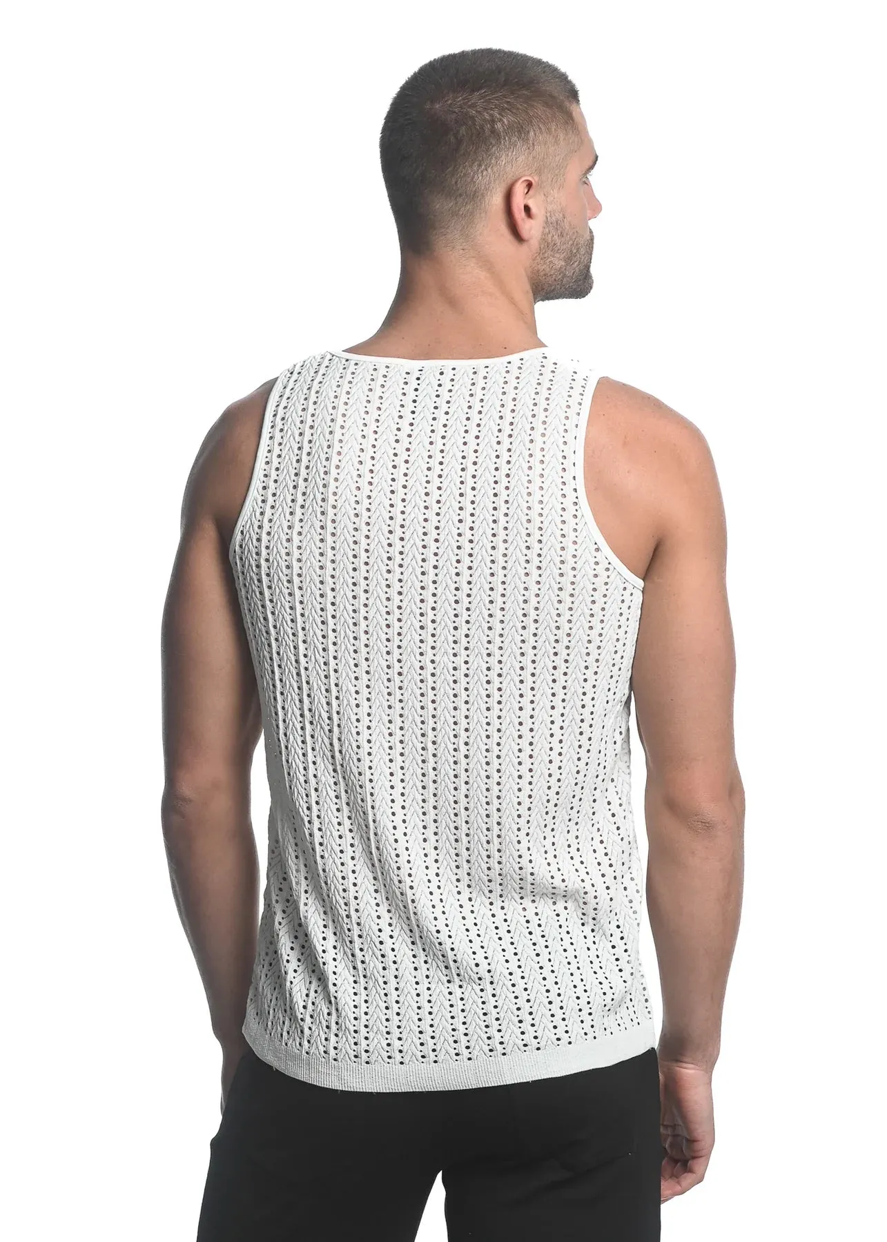 MICRO ARROWS STRETCH GOSSAMER KNIT TANK