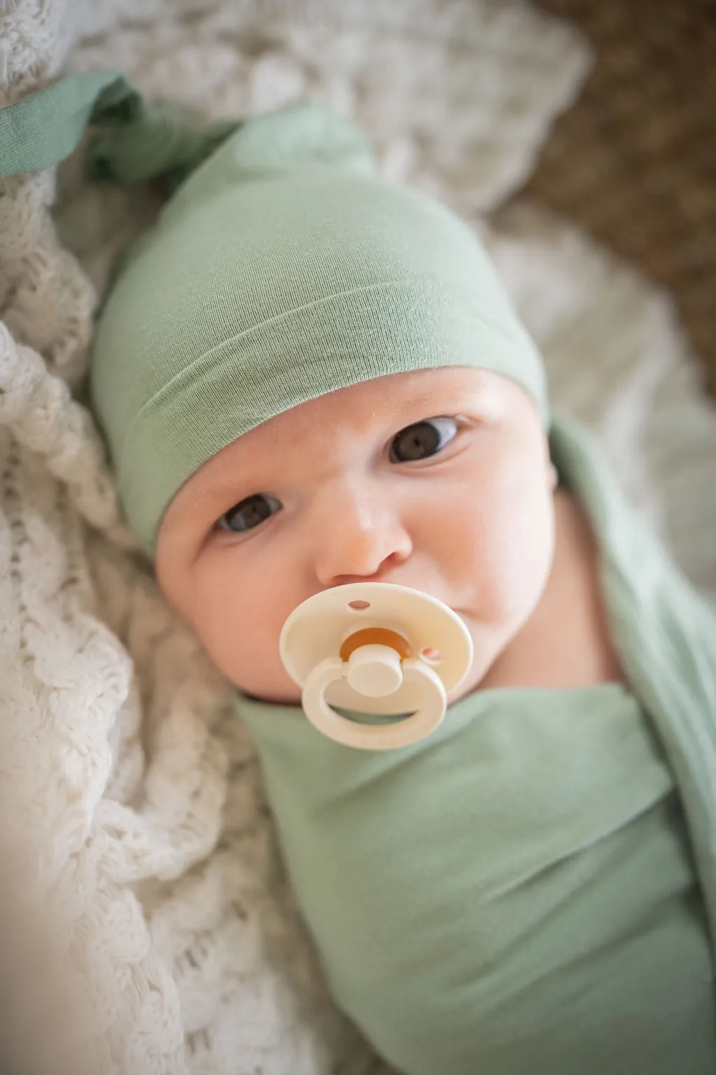 Morgan Labor Gown & Sage Swaddle Set & Dad T-Shirt