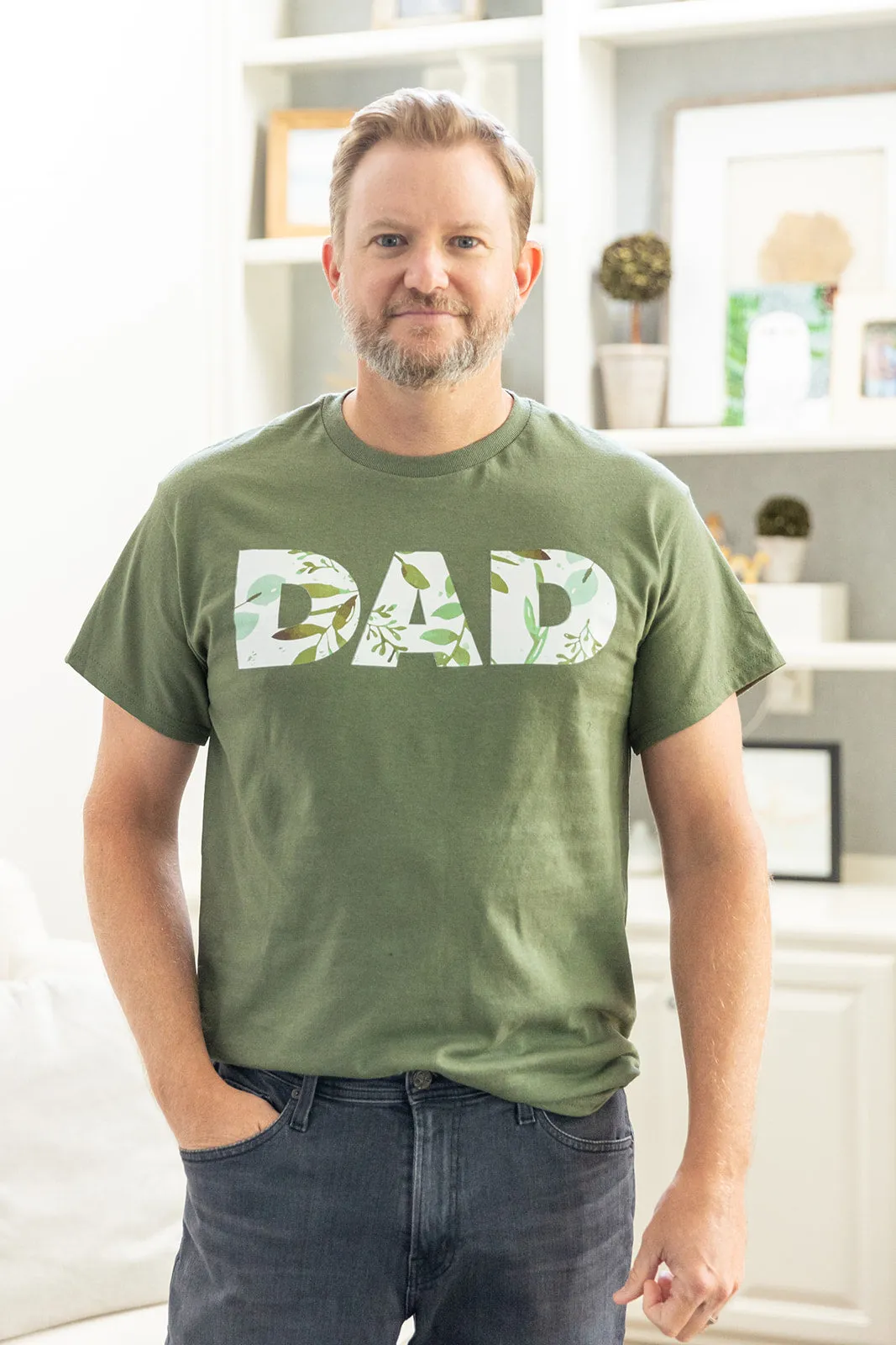 Morgan Labor Gown & Sage Swaddle Set & Dad T-Shirt