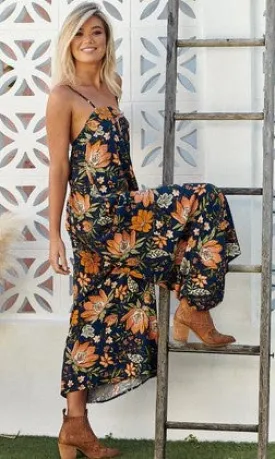 NAVY California Poppy print florida jumpsuit