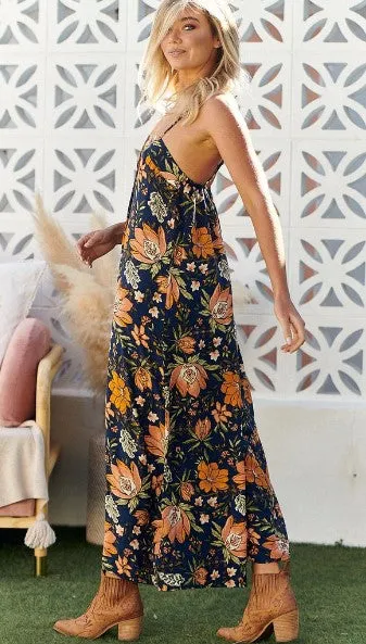 NAVY California Poppy print florida jumpsuit