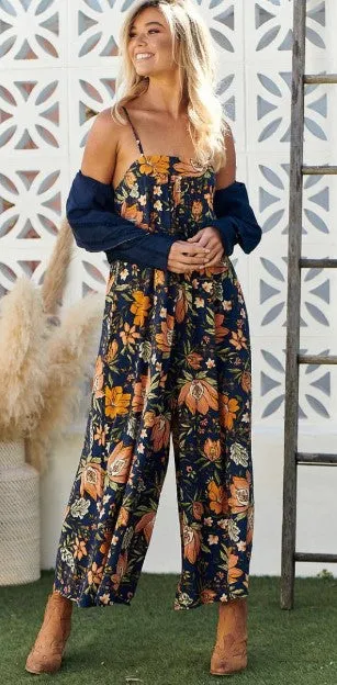 NAVY California Poppy print florida jumpsuit