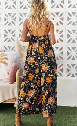 NAVY California Poppy print florida jumpsuit