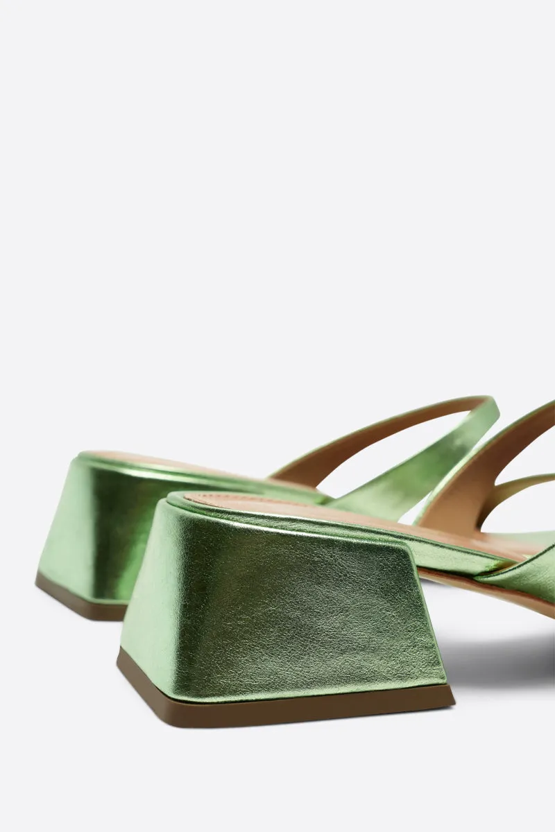 NEAR METALLIC HEELED SANDAL