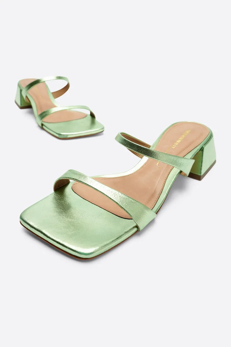 NEAR METALLIC HEELED SANDAL