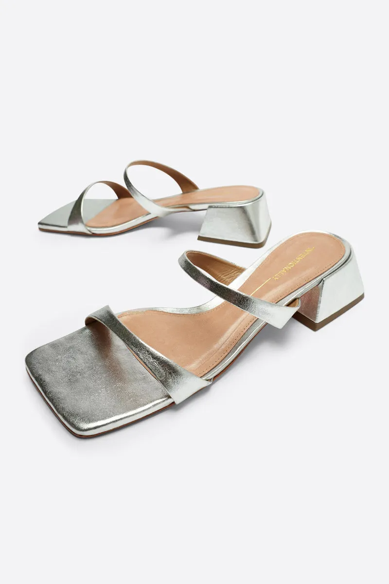 NEAR METALLIC HEELED SANDAL