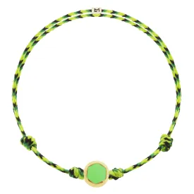 Neon Green Enameled Hex Screw Disk on Cord Bracelet