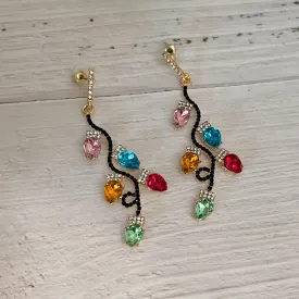 Rhinestone Christmas Light Statement Stud Earrings