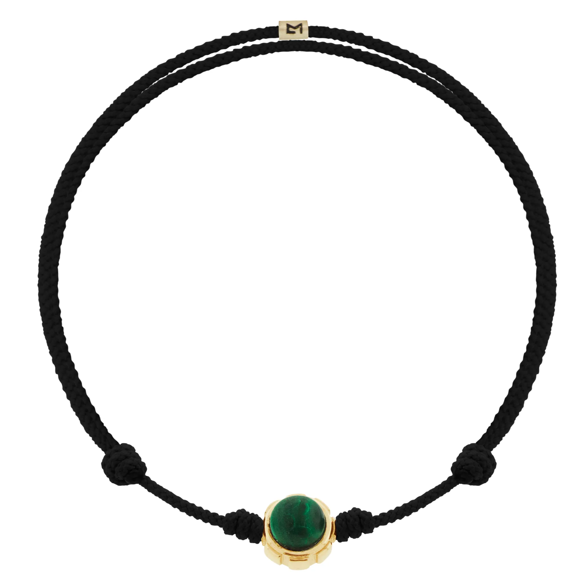 Rotary with Onyx/Malachite Cabochon on Black Cord Bracelet